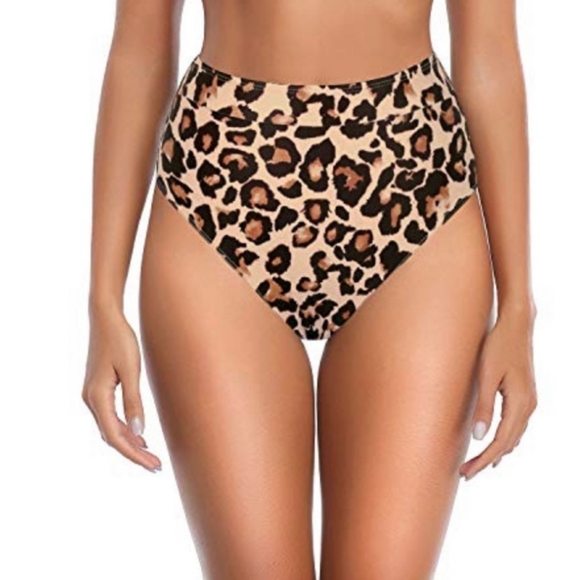 NEW HOLIPICK High Waisted Leopard Bikini Bottom Size Small - Picture 2 of 7